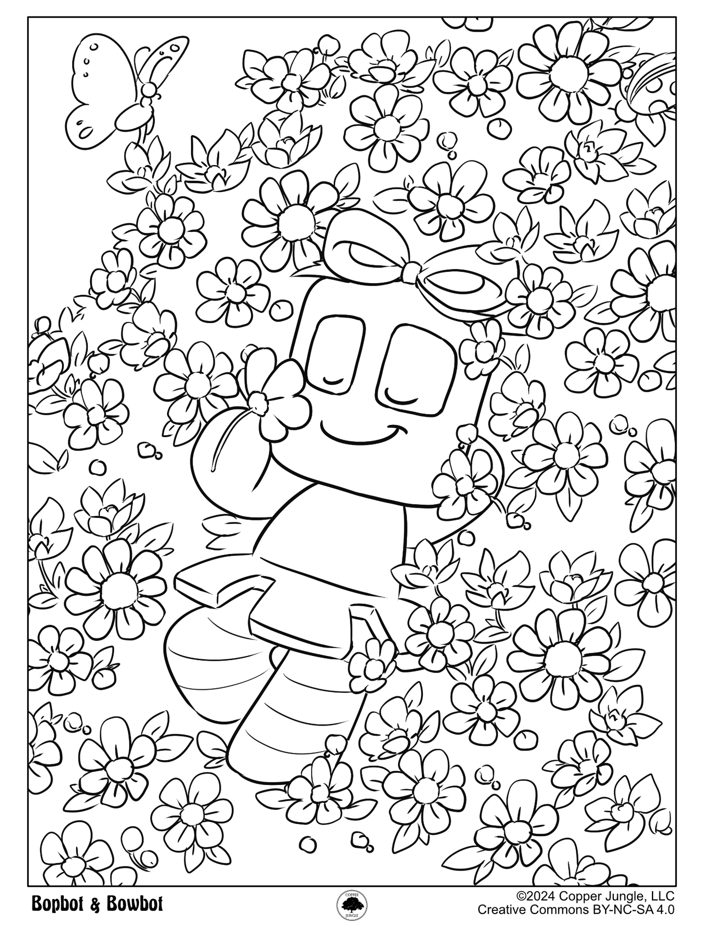 Bowbot's Flowers Coloring Page