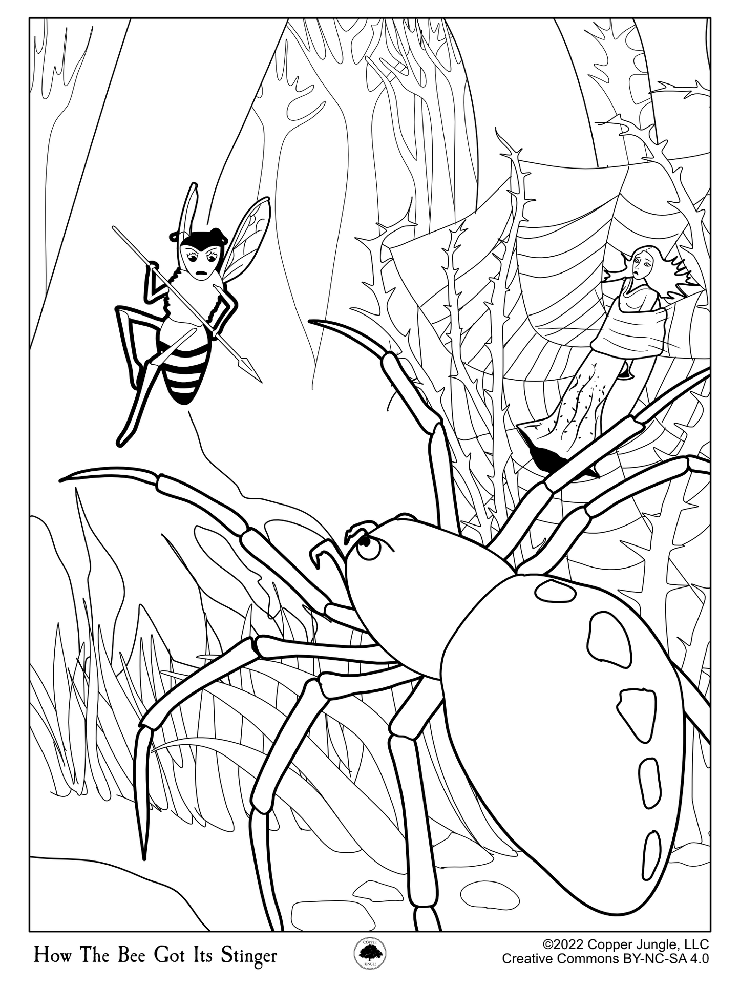 How The Bee Got Its Stinger - Bee vs Spider Coloring Page