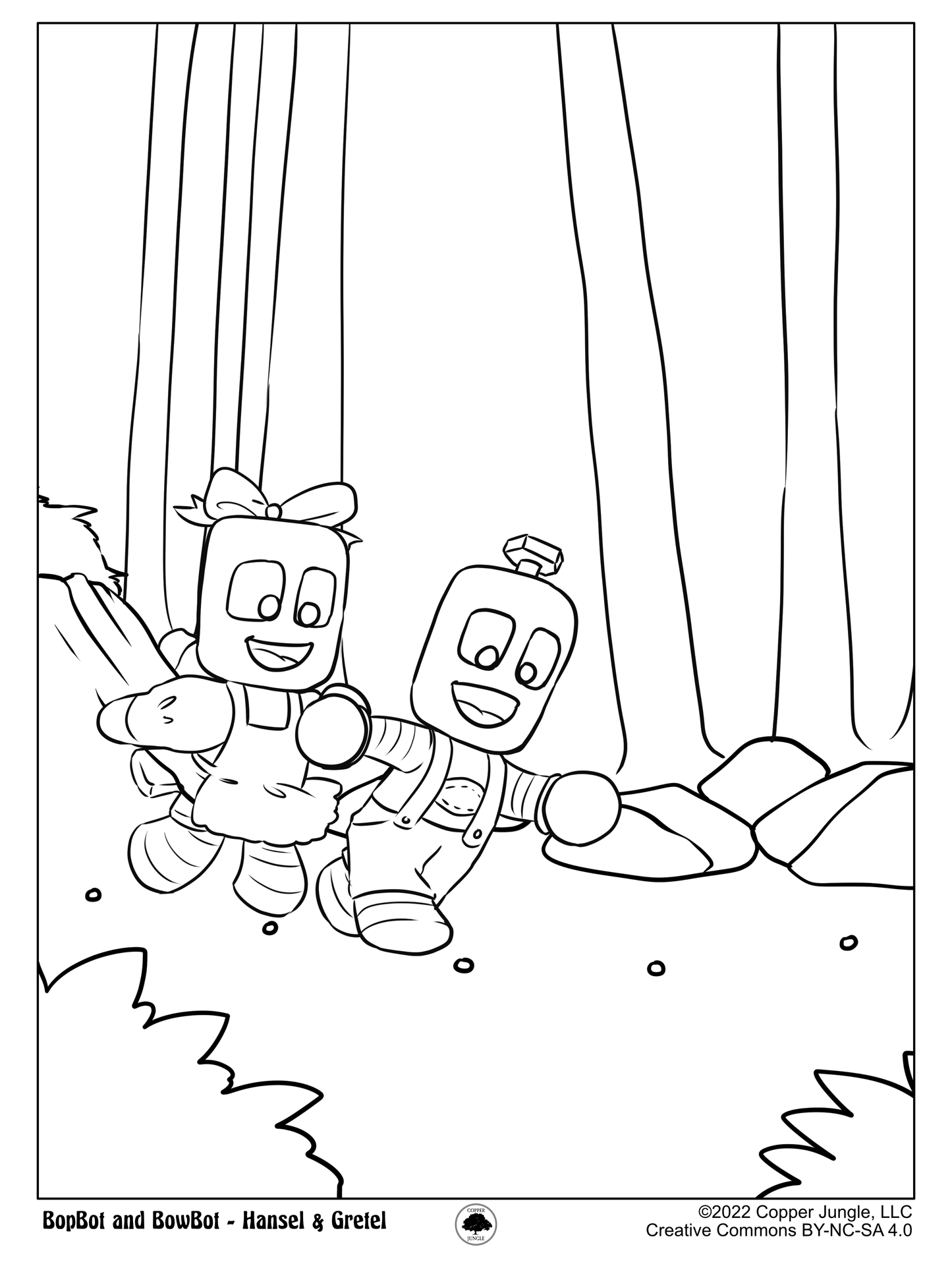 Following Stones Home - Bopbot & Bowbot Hansel & Gretel Coloring Page