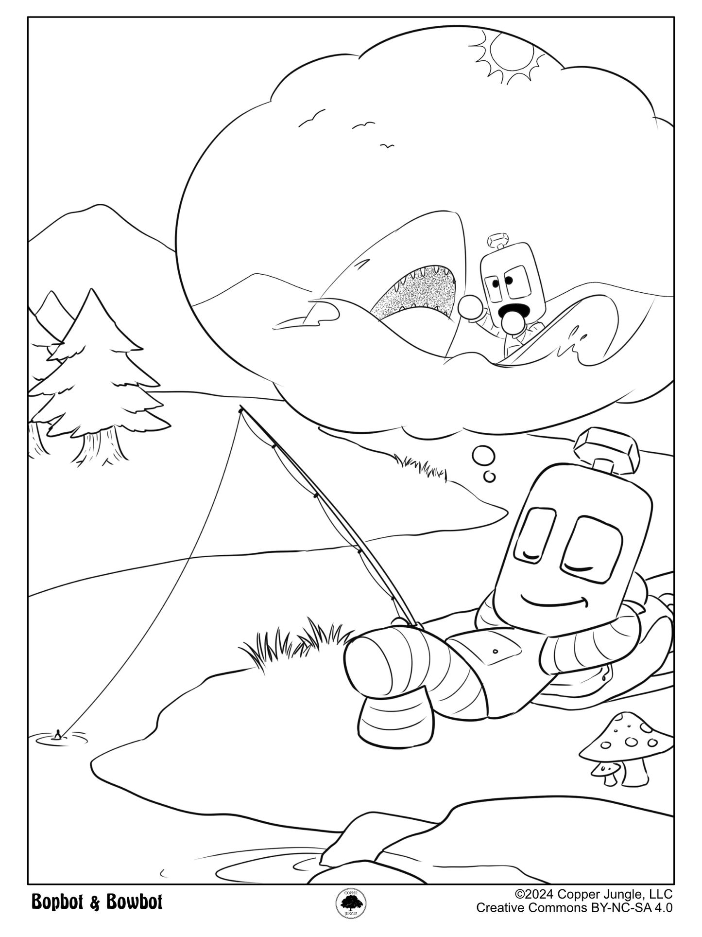 Bopbot's Fishing Trip Coloring Page