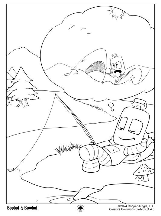 Bopbot's Fishing Trip Coloring Page