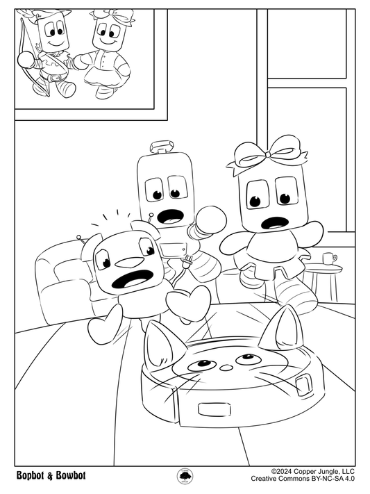 Bopbot and Bowbot Cat Coloring Page