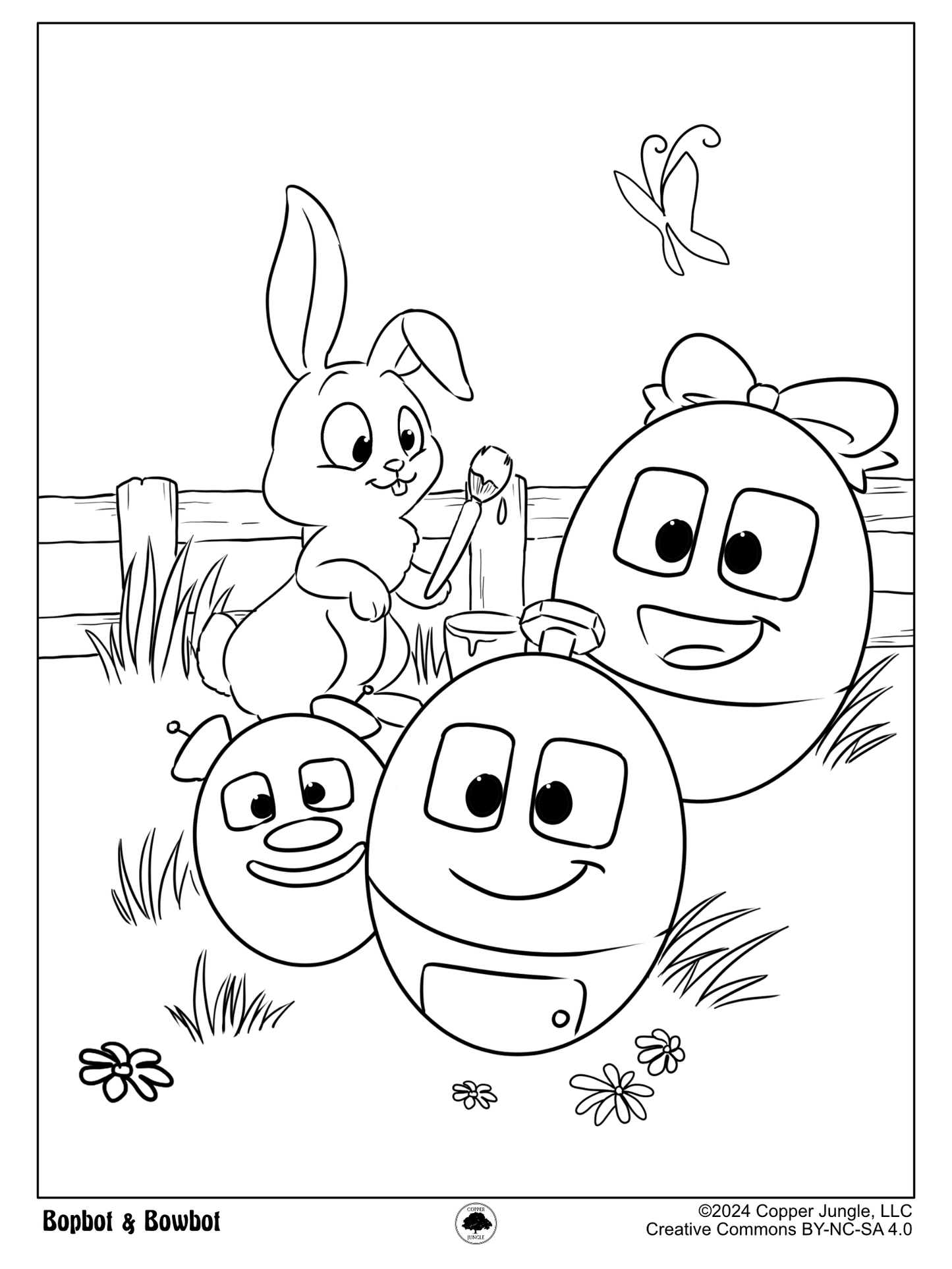 Bopbot & Bowbot Easter Eggs Coloring Page