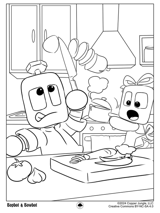 Bopbot and Bowbot Food Coloring Page