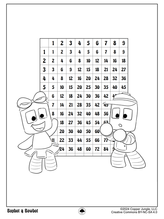 Bopbot & Bowbot Math Coloring Page
