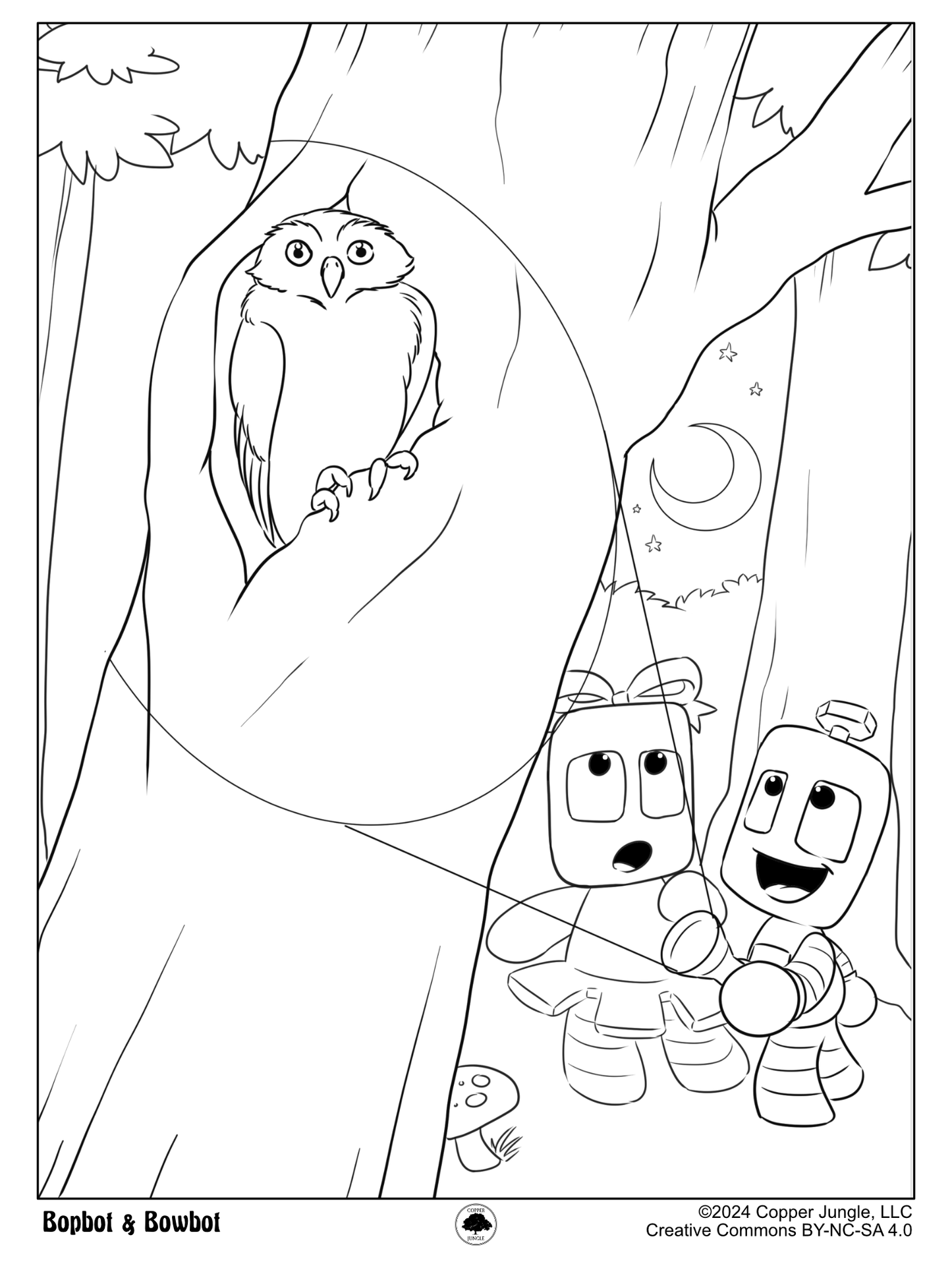 Bopbot and Bowbot Owl Coloring Page