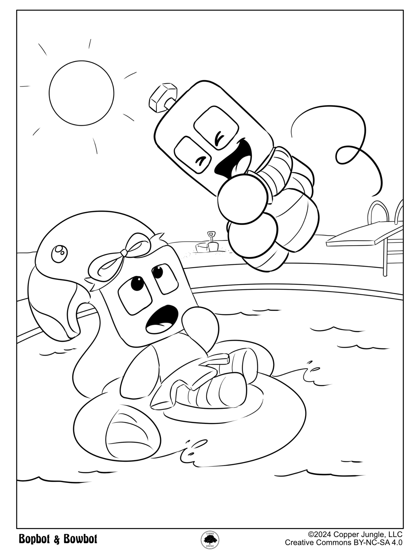 Bopbot & Bowbot Summer Coloring Page