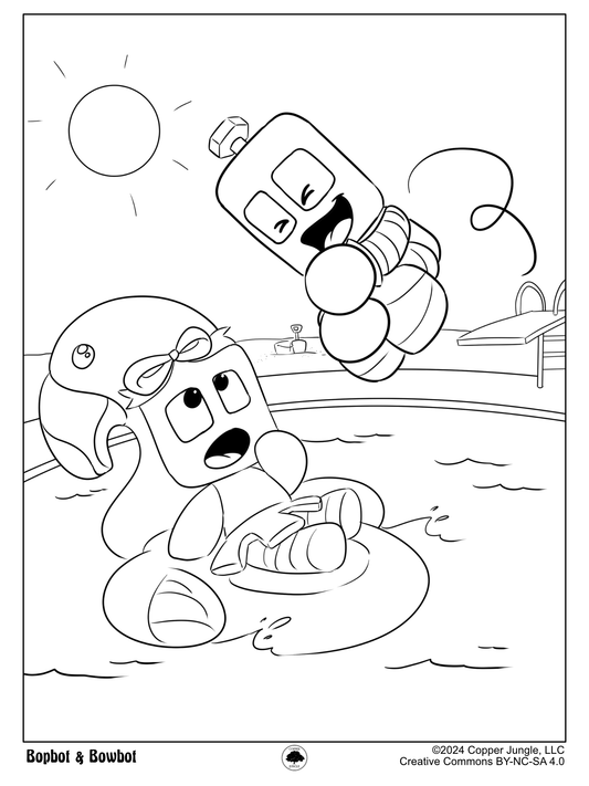 Bopbot & Bowbot Summer Coloring Page