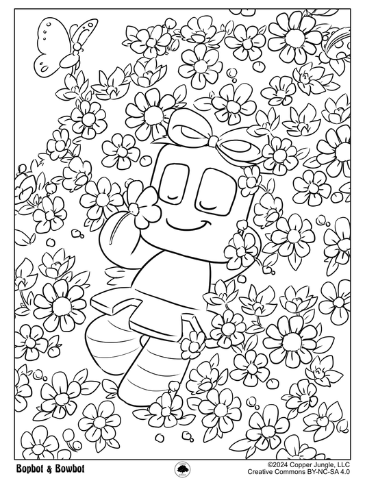Bowbot's Flowers Coloring Page