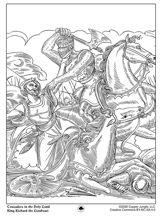 King Richard the Lionheart Crusader Coloring Page
