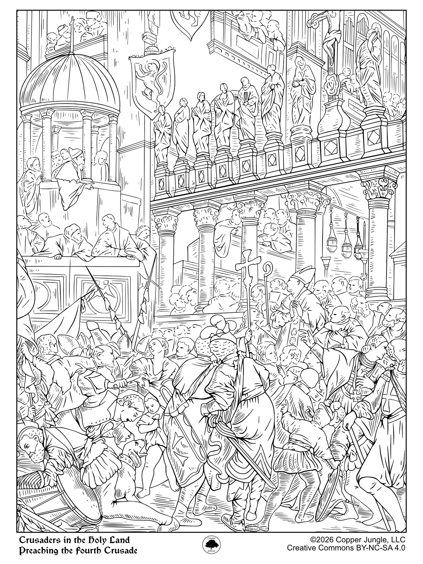 Doge Enrico Dandolo Recruiting for the Fourth Crusade Coloring Page