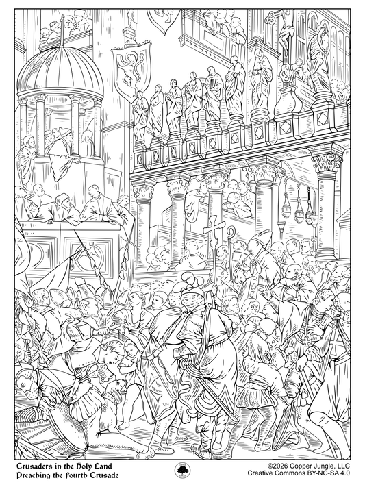 Doge Enrico Dandolo Recruiting for the Fourth Crusade Coloring Page