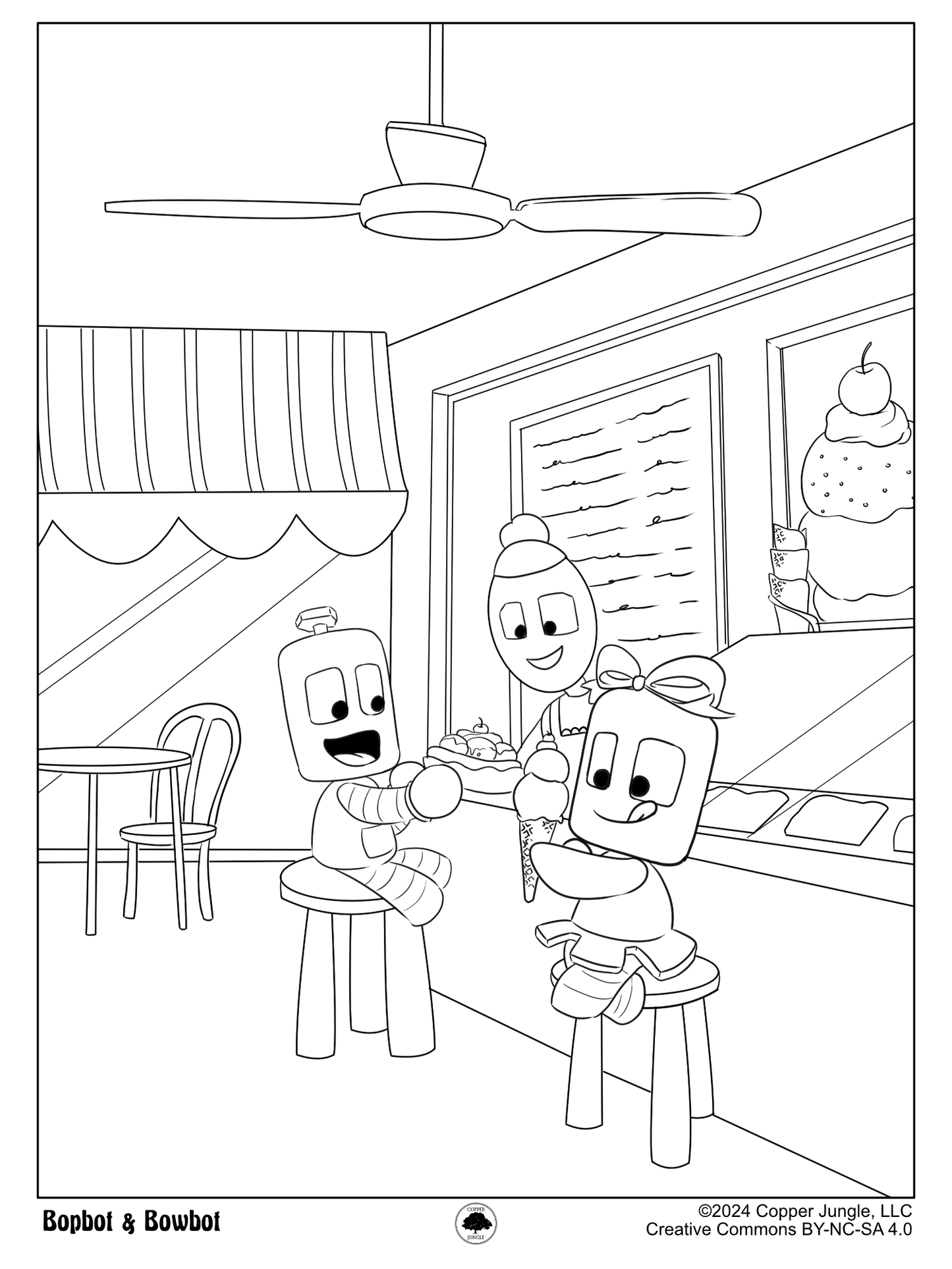 Bopbot & Bowbot's Ice Cream Shoppe Coloring Page