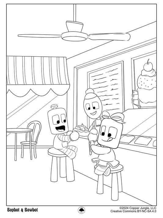 Bopbot & Bowbot's Ice Cream Shoppe Coloring Page