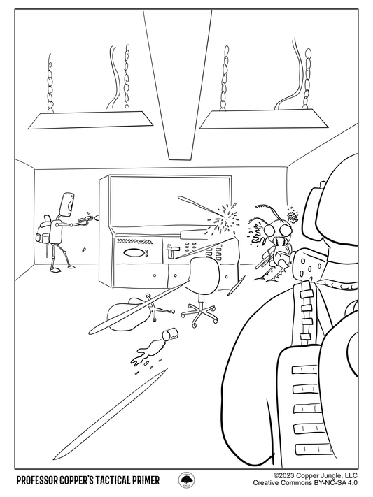 Professor Copper's Tactical Primer - Room Clearing Coloring Page