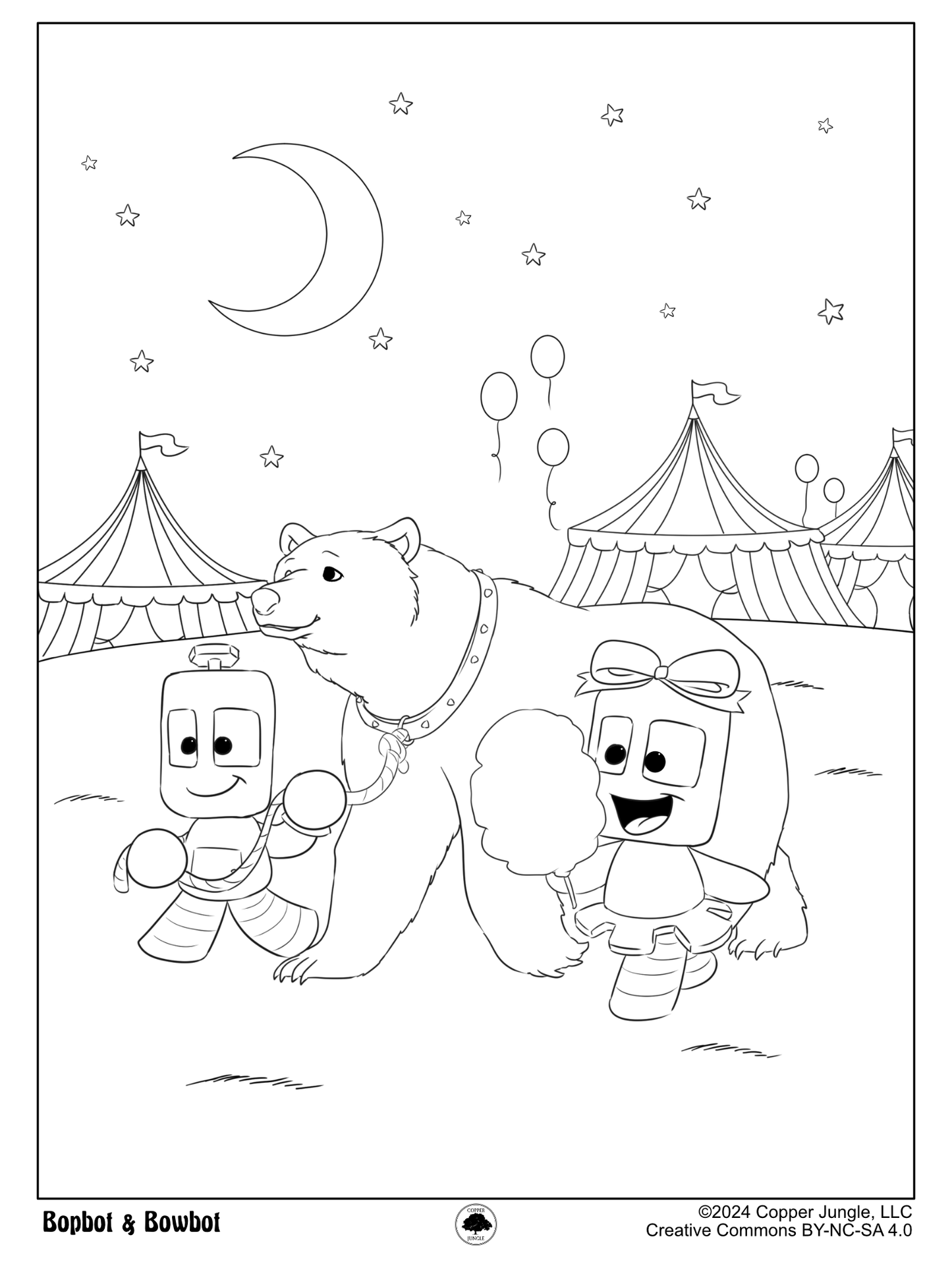 Bopbot and Bowbot Circus Bear Coloring Page