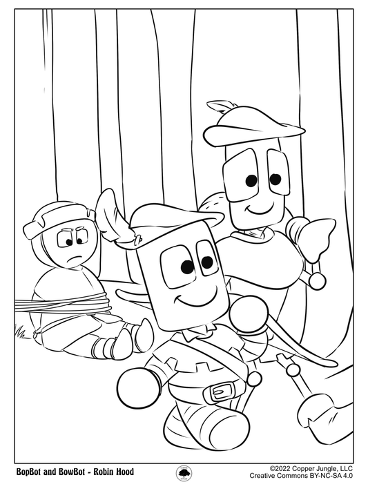 Forest Robbery - Bopbot & Bowbot Robin Hood Coloring Page