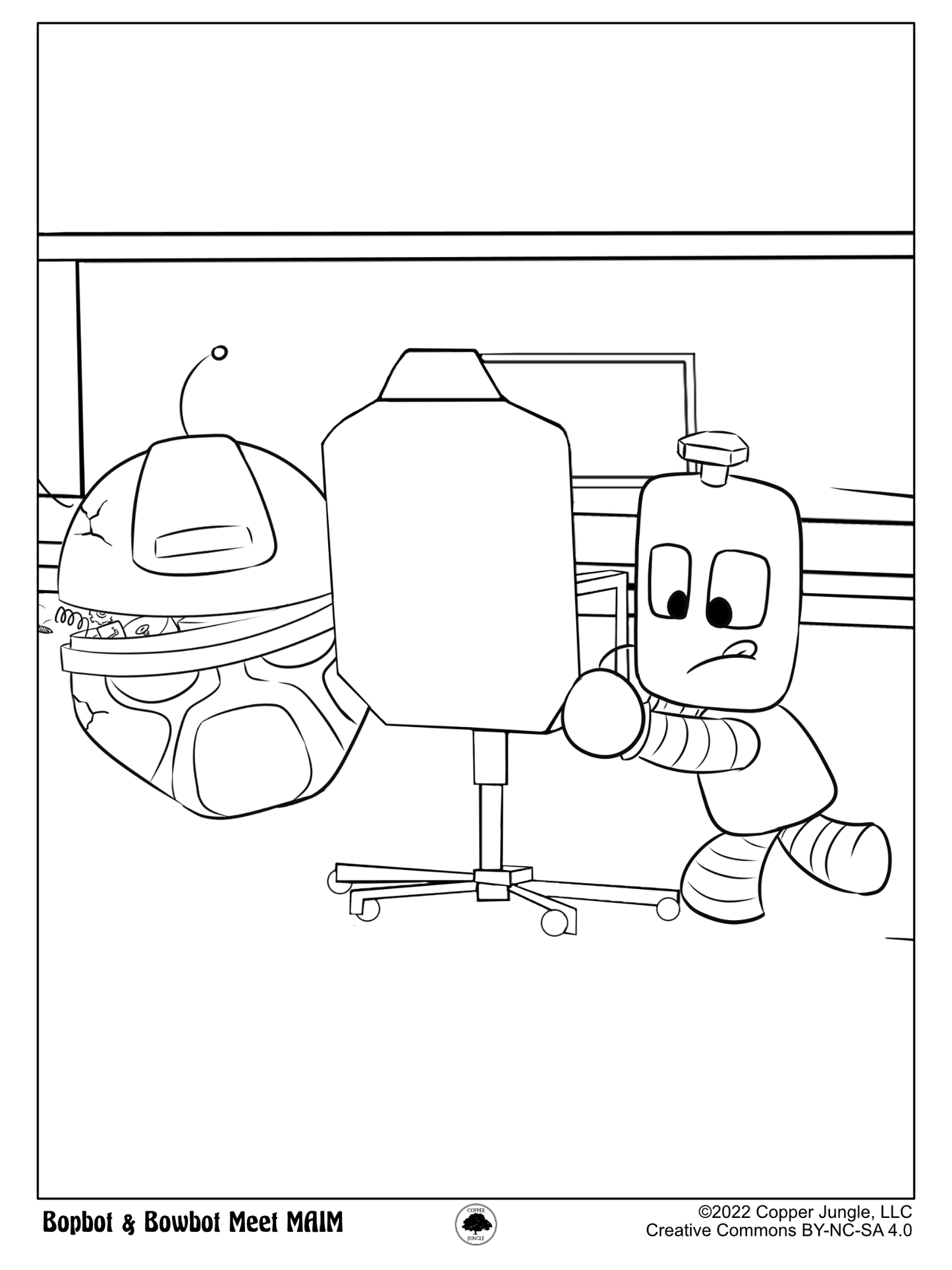 Bopbot & Bowbot - Fighting Robots Coloring Page