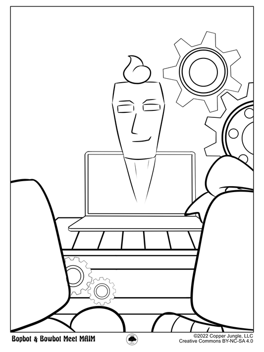 Bopbot and Bowbot Meet MAIM - MAIM Hologram Coloring Page