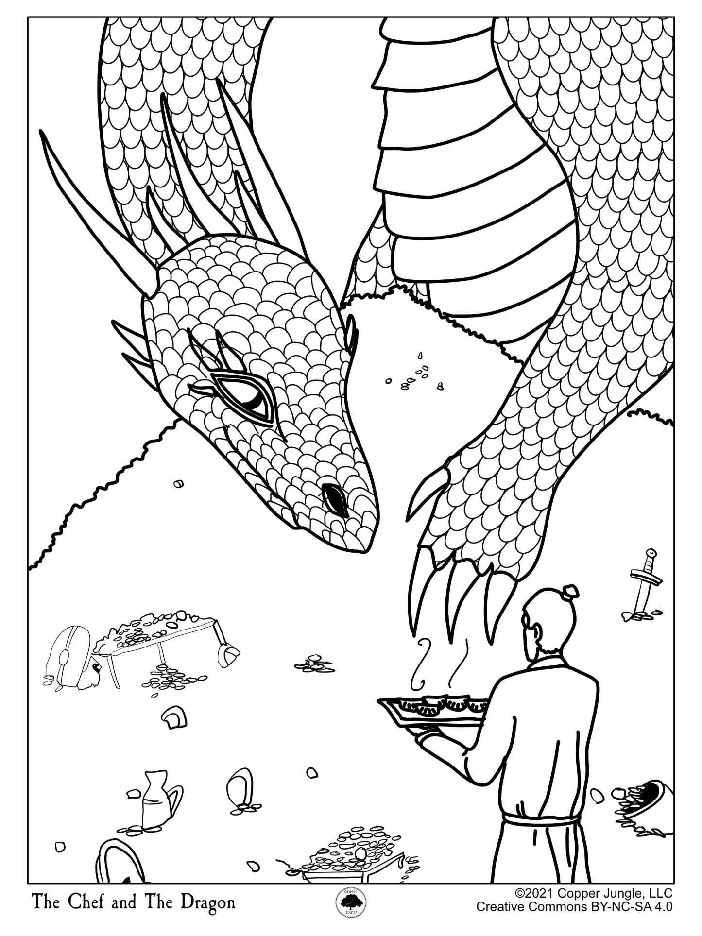 The Chef & The Dragon - Dumpling Time - Dragon Coloring Page
