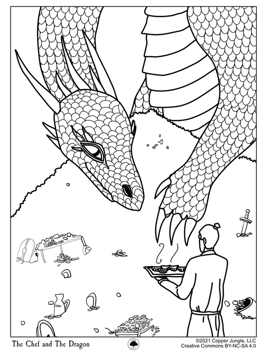The Chef & The Dragon - Dumpling Time - Dragon Coloring Page