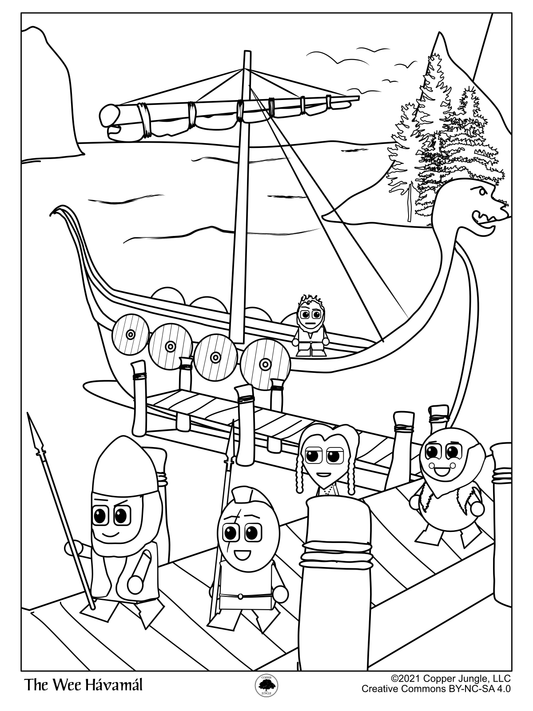 The Wee Hávamál - Viking Ship Coloring Page